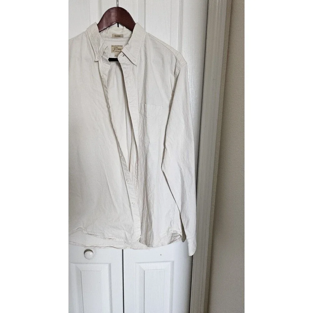 J. Crew Classic Stretch Long-Sleeve Shirt in Cream